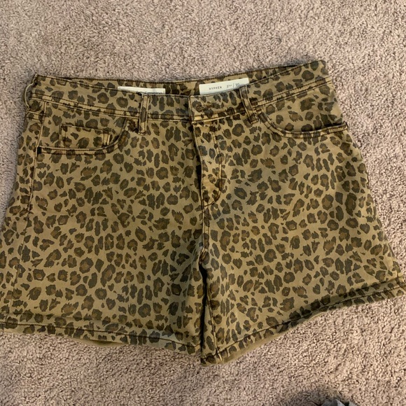 cheetah print denim shorts